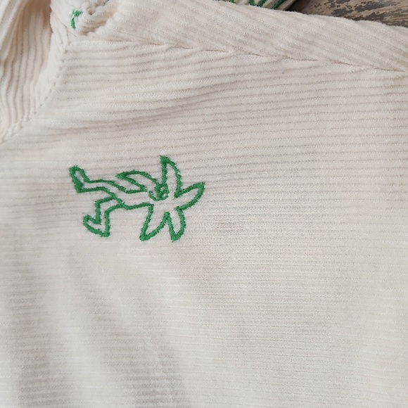 Urban Outfitters Embroidered Corduroy Beach Pant Cream/Green, Men's Medium - Picture 6 of 9